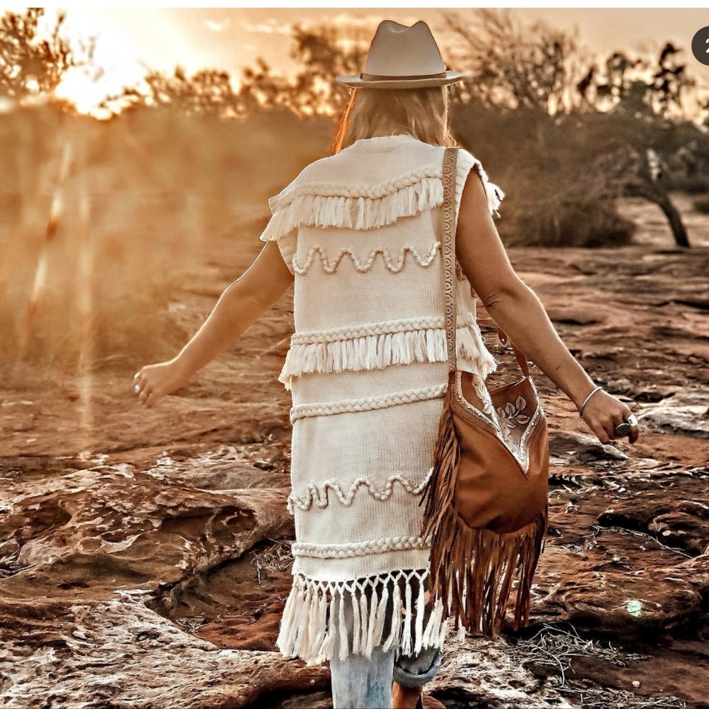 Mahiya cotton knit duster cardigan Ashleigh Knit -Vintage Brûlée